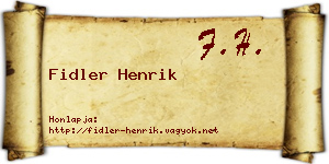 Fidler Henrik névjegykártya